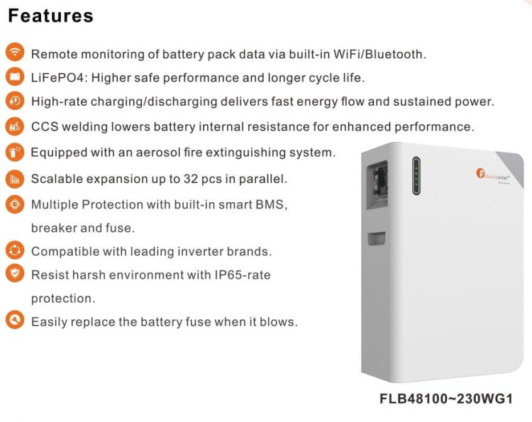Magazyn energii Felicity Solar FLB48100WG1-H 5.12 kWh LiFePO4 LFP IP65, niskonapięciowy - ME5189