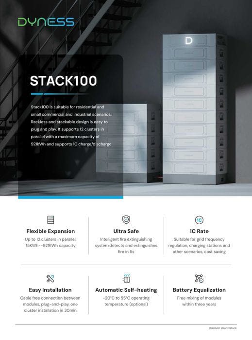 Magazyn Energii Dyness STACK100 56.32kWh LiFePO4 51.2V, wysokonapięciowy - ME5183