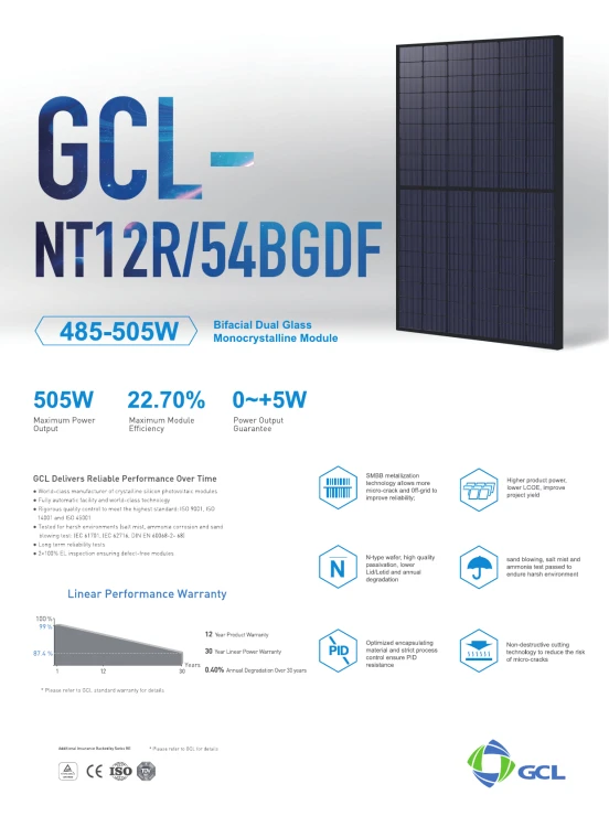 Panel fotowoltaiczny GCL 505W Bifacial Full Black, IP68 - ME5237