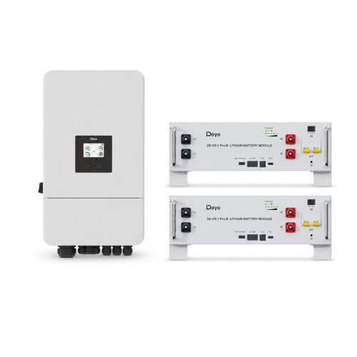 Zestaw hybrydowy – falownik DEYE SG05LP3 6 kW 3-fazowy LV on/off-grid + magazyn energii 2 × DEYE Pro-B 5,12 kWh (10,24 kWh) LiFePO4 - ZP2608-007