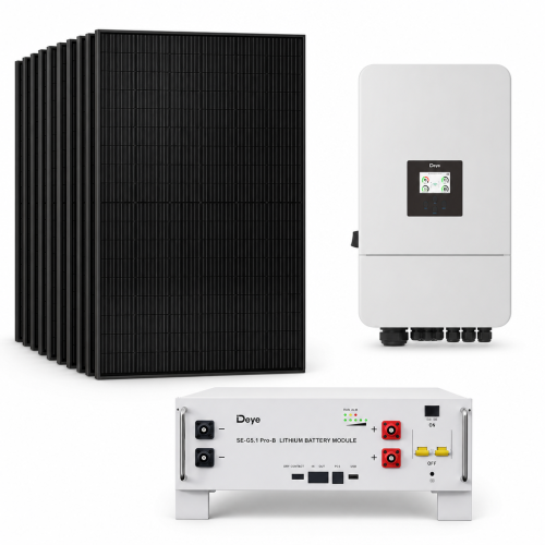 Zestaw fotowoltaiczny hybrydowy 7 kWp – falownik DEYE SG05LP3 6 kW 3-fazowy LV on/off-grid + magazyn energii DEYE Pro-B 5,12 kWh LiFePO4 + 15 × DAH