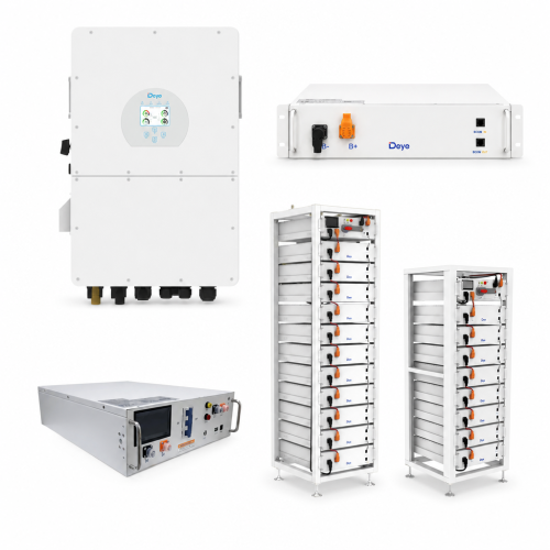Zestaw hybrydowy – falownik DEYE SG01HP3 30 kW 3-fazowy HV on/off-grid + magazyn energii 8 × DEYE BOS-G PRO 5,12 kWh LiFePO4 + PDU2 (40,96 kWh)