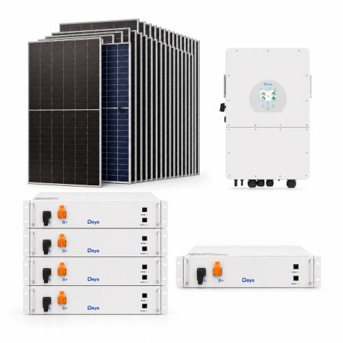Zestaw fotowoltaiczny hybrydowy 14 kWp – falownik DEYE SG01HP3 12 kW 3-fazowy HV on/off-grid + magazyn energii 4 × DEYE BOS-G PRO 5,12 kWh LiFePO4