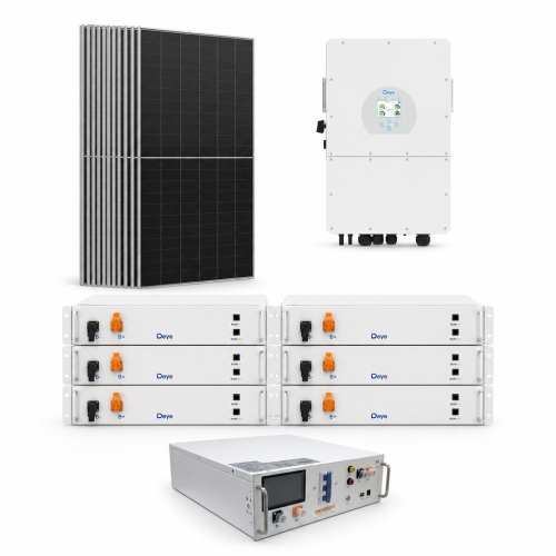 Zestaw fotowoltaiczny hybrydowy 24 kWp – falownik DEYE SG01HP3 20 kW 3-fazowy HV on/off-grid + magazyn energii 6 × DEYE BOS-G PRO 5,12 kWh LiFePO4
