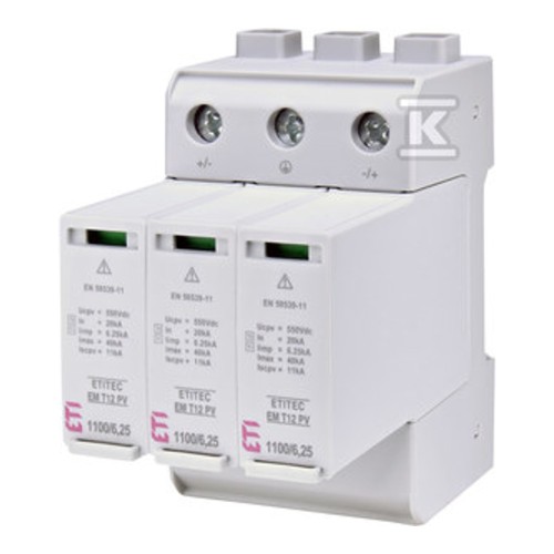 Ogranicznik przepięć T1 T2 (B i C) do systemów PV ETITEC EM T12 PV 1100/6,25 Y 002440580 - ME6742