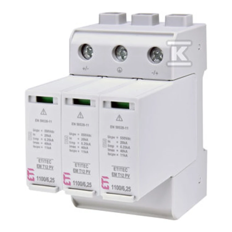 Ogranicznik przepięć T1 T2 (B i C) do systemów PV ETITEC EM T12 PV 1100/6,25 Y 002440580 - ME6742