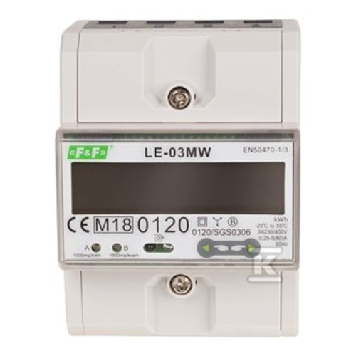 Dwutaryfowy licznik energii elektrycznej, 3-fazowy, 2-kierunkowy z Modbus RTU, do pomairu bezpośredniego LE-03MW - ME6746