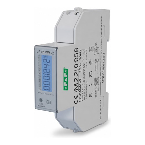 1-fazowy licznik zużycia energii czynnej, biernej, Modbus RTU, wielotaryfowy. LE-01MW - ME7242