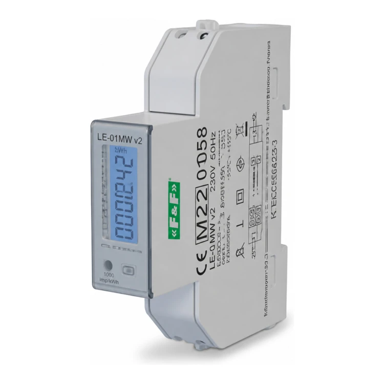 1-fazowy licznik zużycia energii czynnej, biernej, Modbus RTU, wielotaryfowy. LE-01MW - ME7242
