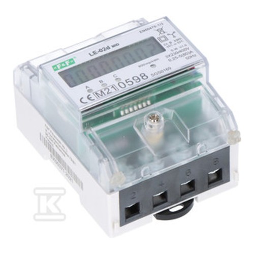 Licznik energii elektrycznej LE-02d - 3-fazowy, wyświetlacz LCD, kl.1, 3x230,400V, 3x5(63A) obudowa 5 modułów LE-02D - ME7308