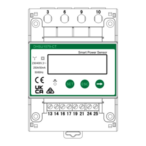 Licznik energii 3-fazowy, 3p4w, wyświetlacz LCD, pomiar do 250A, komunikacja RS485, montaż na szynie TH DHSU1079-CT - ME6793