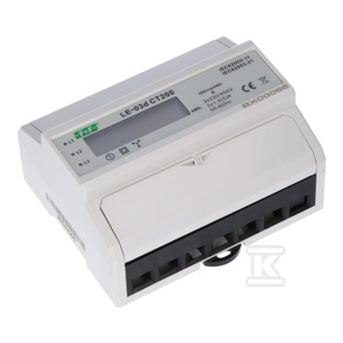 Licznik energii F&amp;F LE-03D-CT200, 3-fazowy, LCD, przekładnik 200/5 A - ME7418
