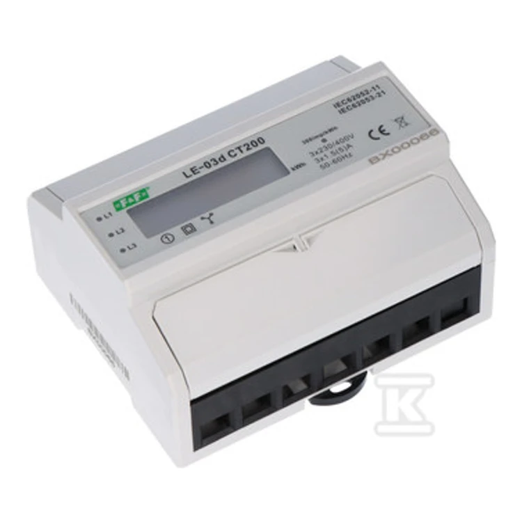 Licznik energii F&amp;F LE-03D-CT200, 3-fazowy, LCD, przekładnik 200/5 A - ME7418