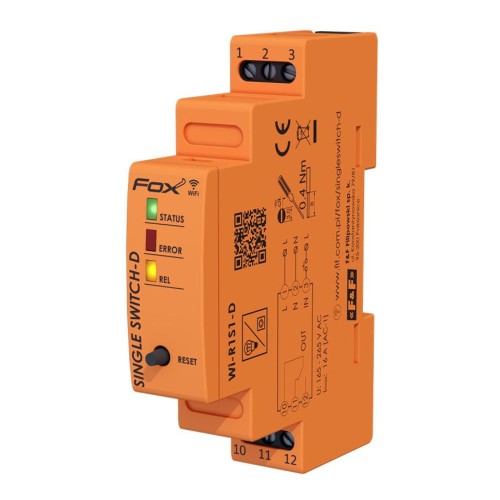 Pojedynczy przekaźnik Wi-Fi F&amp;F SINGLE SWITCH Wi-R1S1-D, 230 V, na szynę DIN - ME7508