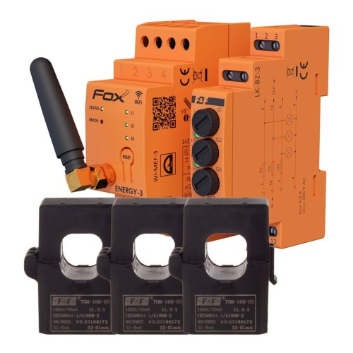 Zestaw do monitorowania energii F&amp;F WI-MEF-3-100A z Wi-Fi i zabezpieczeniem LK-BZ-3 - ME7517