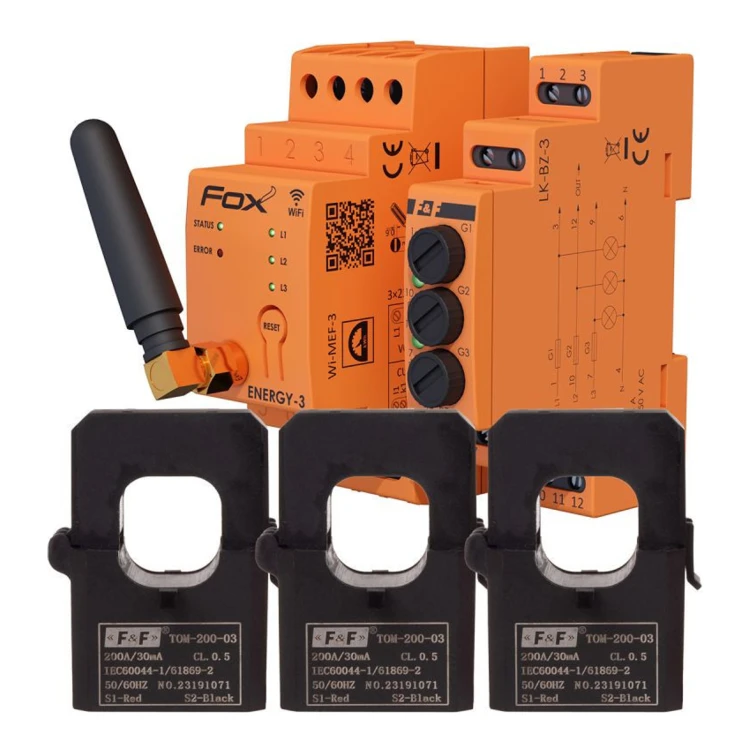 Zestaw do monitorowania energii F&amp;F WI-MEF-3-200A z Wi-Fi i zabezpieczeniem LK-BZ-3 - ME7518