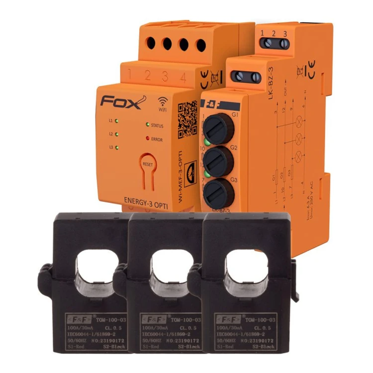 Zestaw monitor licznik zużycia energii WI-MEF-3-OPTI-100A Wi-Fi + zabezpieczenie LK-BZ-3 - ME7519