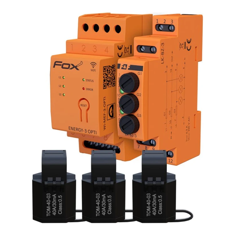 Zestaw monitor licznik zużycia energii WI-MEF-3-OPTI-40A Wi-Fi + zabezpieczenie LK-BZ-3 - ME7520