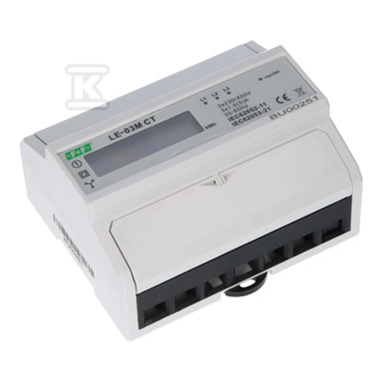 Licznik energii F&amp;F LE-03M-CT, 3-fazowy, Modbus RS-485, przekładnia 5–6000/5 A - ME7616