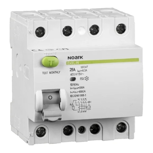 NOARK Wyłącznik różnicowoprądowy 3-faz 4P 40 A 100mA 6kA TypA (108366) - ME7649