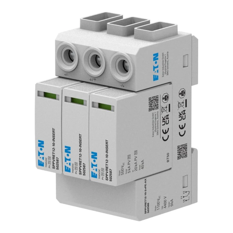 Ogranicznik przepięć do fotowoltaiki 5kA Typ 1 + 2 1000VDC, SPPVRET12-10-2 + PE, EP-502585 - ME7655