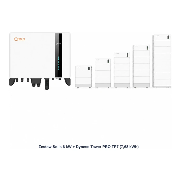 Zestaw Solis 6 kW + Dyness Tower PRO TP7 7,68 kWh - ME7780
