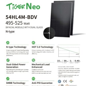 Panel fotowoltaiczny Jinko Solar 500 W, Monokrystaliczny N-Type, TOPCon, Half-Cell, Czarna Rama Paleta 37 szt. Przedsprzedaż - obrazek 5