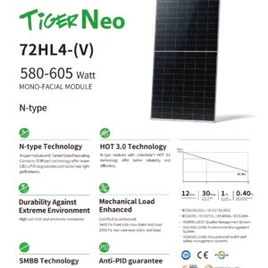 Panel fotowoltaiczny Jinko 600 W JKM600N‑72HL4‑V (Black Frame) Przedsprzedaż - obrazek 4